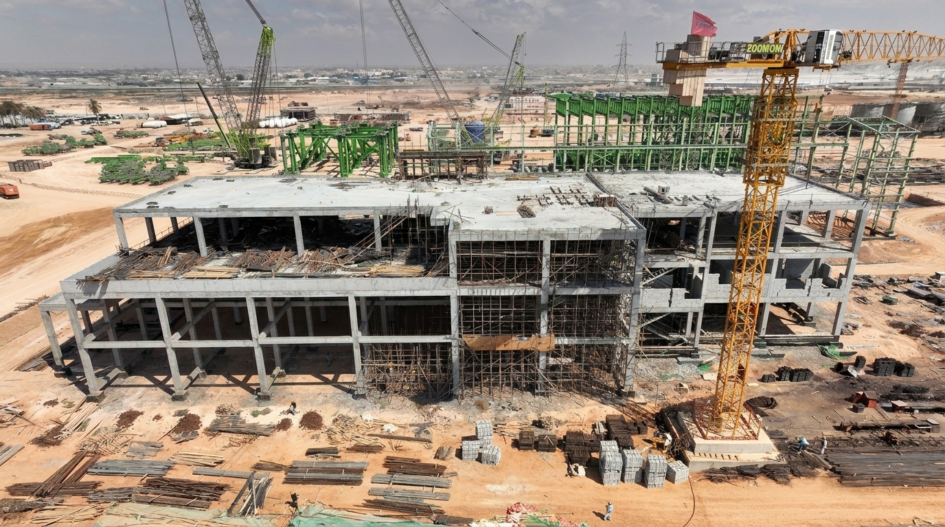 Work progress at the Benghazi Steel Complex